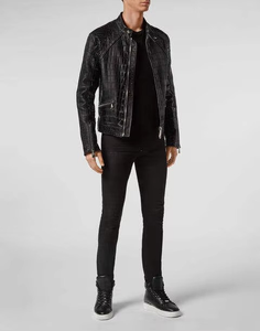 Chaqueta de Motero de PU con Relieve para Hombre, Estilo Lujoso, Corte Ajustado, Ropa Urbana, Logotipo Frontal Personalizado OEM - Product Image 4