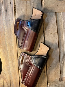Funda Táctica Personalizada de Cuero para Pistola, Estilo OWB, Color Marrón, Detalles Negros, Resistente y Duradera, Accesorio de Caza 8x, Ajuste Universal - Product Image 3