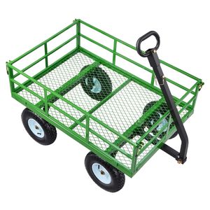 Chariot de jardin en acier robuste de 1200 lb - Remorque utilitaire en métal traînable pour cour - Product Image 1