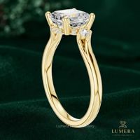 Bague pour femme tendance, trois pierres, diamant de laboratoire, or massif, bijoux en diamant personnalisés, accessoire de mariée délicat