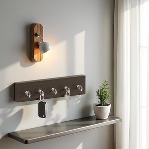 Porte-clés mural en bois avec 5 crochets, porte-clés mural rustique, organisateur d'entrée, décoration de la maison, porte-clés - Product Image 3