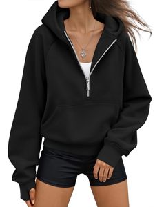 Sudadera Vintage para Mujer con Cremallera de un Cuarto, Personalizada, de Algodón Grueso y Forro Polar, Estilo Oversize, para Invierno, Estilo Urbano - Product Image 1