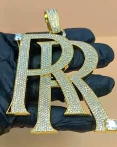 Pendentif personnalisé Iced Out avec nom, bijoux hip hop, pendentif en argent 925, pendentif double lettre R, pendentif initiales, pour cadeaux d'anniversaire - Product Image 4