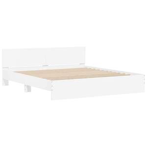 Cadre de lit en bois d'ingénierie blanc avec tête de lit, taille 75,98 x 79,92 pouces - Product Image 2