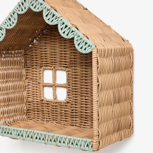 Ensemble d'étagères murales en rotin en forme de maison ludiques, à suspendre pour la chambre d'enfant, décoration de crèche, design créatif, ensemble d'étagères murales pour enfants - Product Image 5
