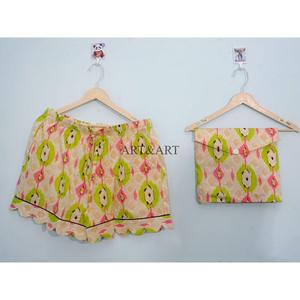 Conjunto de Pijama de Algodón con Estampado Floral Elegante para Primavera, Verano y Otoño, Pantalones Cortos con Cordón, Ropa Casual Sexy de Longitud Corta - Product Image 3