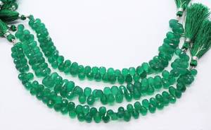 Perles d'onyx vert naturel facettées en forme de goutte 5x7-6x8 MM, perles de pierres précieuses d'onyx, perles d'onyx vert facettées en forme de larme de 8 pouces pour la fabrication de bijoux - Product Image 3