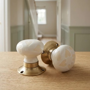 Ceramic Heart Pattern <b>Door</b> Knob Set Round Gold Base For Babies And Kids Scandinavian Style Easy Installation - Product Image 5