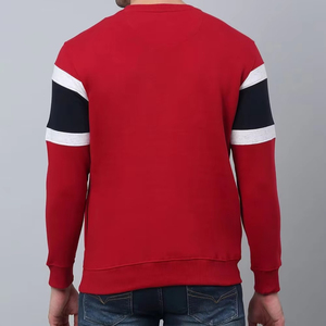 เสื้อสเวตเชิ้ตคอกลมลายทางสีแดงแบบยูนิเซ็กซ์ ทรงลำลองใส่สบาย เหมาะสำหรับฤดูหนาว ผลิตจากผ้าฝ้าย/โพลีเอสเตอร์ เป็นมิตรต่อสิ่งแวดล้อม ระบายอากาศได้ดี - Product Image 2