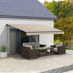 Tenda da Sole Retrattile Beige 13 X 10, 280gsm Resistente ai Raggi UV, Riparo Parasole per Terrazza, Balcone, Giardino - Product Image 2