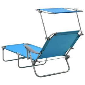 Tumbona Plegable para Exteriores en Azul con Estructura de Acero con Recubrimiento en Polvo y Diseño Estándar de Tela - Product Image 3