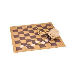 Vintage Faux Leather Durable Roll-Up <b>Backgammon</b> & Chess <b>Set</b> with Shoulder Strap for Outdoor <b>Travel</b> - Product Image 2