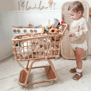 Jouets de supermarché pour jeu d'imitation, mini chariots de courses en rotin, chariot de supermarché pour jeu de rôle bébé - Product Image 2
