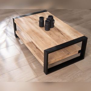 Mesa de centro Vandana Golden Element de 120 cm con doble tablero de metal y madera Montreal - Product Image 3