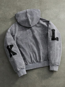 Sweat à capuche oversize délavé pour homme, style streetwear décontracté, idéal pour la gym, en tissu épais, pull à capuche hiver, prix abordable, personnalisation OEM - Product Image 3