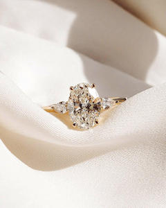 IGI/GIA Lab Grown Vintage 14k or blanc mariage/fiançailles unisexe bague coupe diamant anniversaire fête cadeau poire coupe ovale - Product Image 4