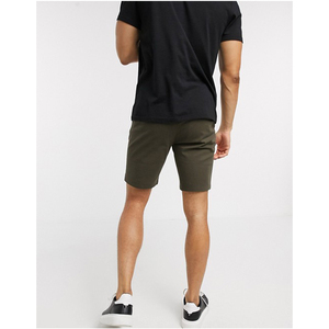 Pantalones Cortos Bermuda de Algodón Verde Oliva Sólido para Hombre, Estilo Casual de Cintura Media con Bolsillos, Tejido Transpirable, Cierre de Botón - Product Image 3