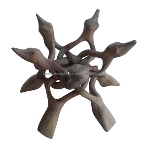 แท่นวางของตกแต่ง 5 ขา ทำจากไม้ธรรมชาติแกะสลักด้วยมือ ขนาด 8 นิ้ว สำหรับคริสตัล ลูกแก้ว ไข่นกกระจอก ถ้วยสมุนไพร DIY-เฟิงชุย ตกแต่งบ้าน - Product Image 4