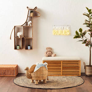Estante de pared de hierba marina natural, organizador boho para habitación infantil, estantería flotante para libros, estantería decorativa de mimbre tejido con forma de jirafa, directo de fábrica - Product Image 4