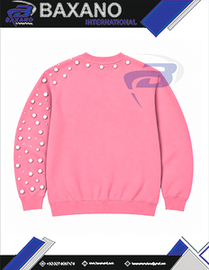 เสื้อสเวตเชิ้ตคอกลมสีชมพูสำหรับผู้หญิง แบรนด์ Jack And Jill Of America ตกแต่งด้วยมุกที่แขนเสื้อ พร้อมปักอักษรตามสั่ง - Product Image 5