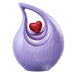 Urne en métal en forme de cœur lavande avec forme de goutte sculptée, porte-cendres commémoratif romantique pour cendres de crémation - Product Image 3