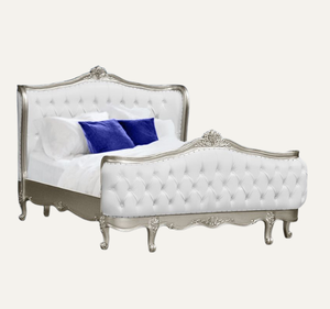 Cama Tapizada Clásica Europea Premium con Estructura de Madera de Caoba y Tapicería de Tela para Hoteles y Dormitorios Residenciales - Product Image 1