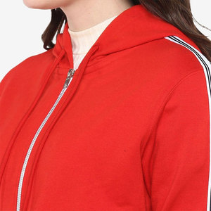 Sudadera con capucha de algodón 100% para mujer, con cremallera completa, logotipo personalizado, manga larga, para fitness, running y deportes casuales. - Product Image 4