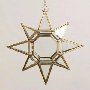 Metal Star <b>Lanterns</b> Hanging <b>Candle</b> Holders Brass Finish Home Decoration Christmas Decoration - Product Image 4