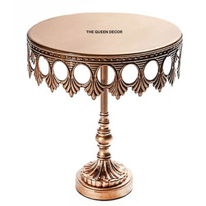 Support à gâteau élégant et luxueux à 2 niveaux avec design en verre et feuilles métalliques dorées pour les fêtes d'anniversaire et les célébrations à domicile au meilleur prix - Product Image 3