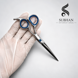 Ciseaux de barbier professionnels de haute qualité pour une coupe de cheveux fluide, ciseaux de coiffeur haut de gamme avec design de poignée bleue - Product Image 5