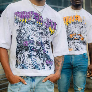 T-shirts graphiques personnalisés sur mesure pour hommes, coupe oversize, en coton gris délavé, motif à carreaux, impression DTG, style vintage hip-hop - Product Image 4