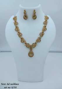 Juego de Collar, Pendientes y Anillo Geométricos Plateados con Perlas Kundan, Joyería de Boda para Mujer, Estilo Clásico, Alta Calidad, Tercera Marca - Product Image 2