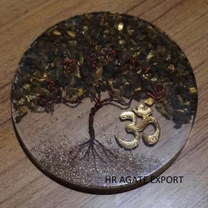 Posavasos de Orgón de Cristal Redondo, 7 Chakras, Estilo Religioso, Cuarzo, Decoración para el Hogar, Rebanada de Piedra Preciosa - Product Image 4