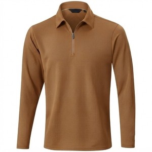 Polo de Punto de Manga Larga para Hombre, Color Sólido, Cierre de Cremallera de un Cuarto, Estilo Casual, Corte Regular, Transpirable, Personalizable - Product Image 3