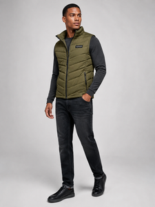 Gilet matelassé vert olive pour homme F2WIN, col montant, fermeture éclair, vêtement d'extérieur décontracté, respirant, séchage rapide, pour l'hiver, personnalisable OEM - Product Image 1