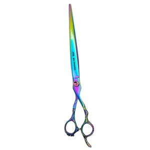 Professional Rainbow Curved Thinning Pet Gold <b>Titanium</b> Pet Grooming Scissors Products Pet Care Products Scissors - Product Image 1