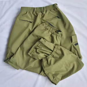 Men's Olive Green <b>Harem</b> Pants Elastic Waist Multiple Pockets Casual Style Breathable Midweight Fabric Spring Wear - Product Image 2