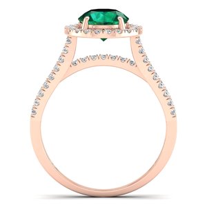 Anillo de Regalo de Boda REYES de Lujo en Oro Sólido de 14K con Esmeralda de Corte Redondo de 1.3 Quilates para Mujer, Certificado IGI, Joyería Fina con Diamantes - Product Image 4