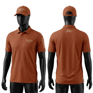 Chemise de golf pour homme, premium, 185 GSM, polyester et élasthanne, douce, respirante, anti-humidité, camel, marron, design à panneaux noirs, sublimation. - Product Image 2