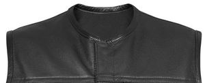 Gilet de moto vintage en cuir véritable noir pour homme, col en V, fermeture boutonnée, respirant, vêtement d'extérieur d'automne, côtés ajustables à lacets - Product Image 5