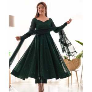 Vestido Anarkali de Fiesta de Diseñador, Talla XS, con Colgante y Dupatta - Product Image 3