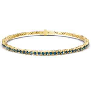 Bracelet de tennis pour femme, création de designer, or 10 carats, diamant bleu royal de laboratoire taille Darcy (2 carats) Tw. pour un luxe certifié - Product Image 4