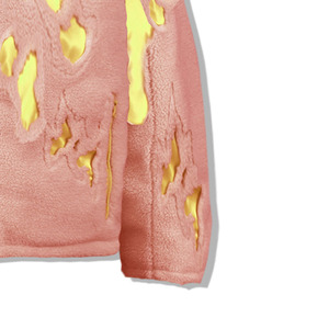 Veste d'hiver pour homme en toile rose, col montant, logo brodé sur le devant, style streetwear, avec design effet déchiré sur la poitrine et fermeture éclair - Product Image 5