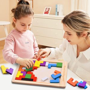 Wood Intelligence Eco-Friendly Polished Wooden Puzzle Blocks Colorful Round Handmade Tabletop Educational Craft Toy - Product Image 5