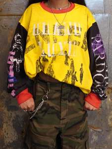 เสื้อยืดแขนยาวคอโอเวอร์ไซส์ทรงโอเวอร์ไซส์ผ้าเจอร์ซีย์คอตตอน 100% 300 GSM สำหรับผู้ชาย แบบสั่งทำ OEM พิมพ์ลายสกรีนวินเทจสีบล็อก - Product Image 3