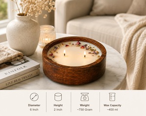 Bougeoirs et bols à bougies en bois écologiques – Design personnalisé pour la décoration de Noël à la maison - Product Image 2