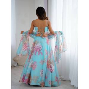 FABZONELI Empire Waist <b>Spaghetti</b> <b>Strap</b> Floral Handmade Floor-Length Ball Gown Evening Dress with Embroidery - Product Image 5