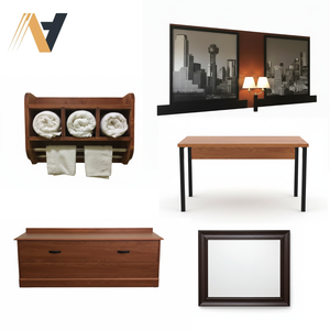 Juego de Muebles para Dormitorio de Hotel, Madera Maciza y MDF, para Proyectos de Hoteles Económicos Super 8, con Servicio OEM Personalizado - Product Image 4