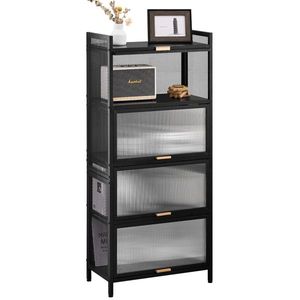 Mobiletto Multifunzionale a 5 Ripiani con Porta, Scaffale per Pane e Dispensa, Porta Microonde per Soggiorno - Product Image 4