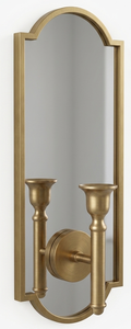 Modern Minimalist Brass Finish <b>Wall</b> <b>Sconce</b> Mirror Decorative Metal <b>Wall</b> <b>Sconces</b> with Single Pillar Candle Holder - Product Image 6